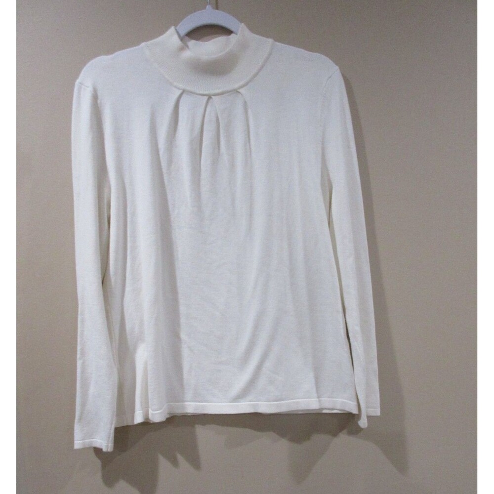 Investments Sweater Women XL Cream Mock Neck Long Sleeve